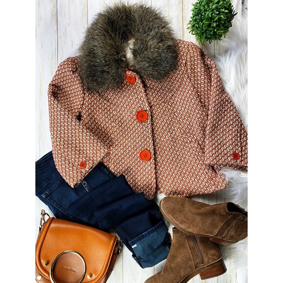 Seine Orange White Tweed Style Jacket - Picture 7 of 16